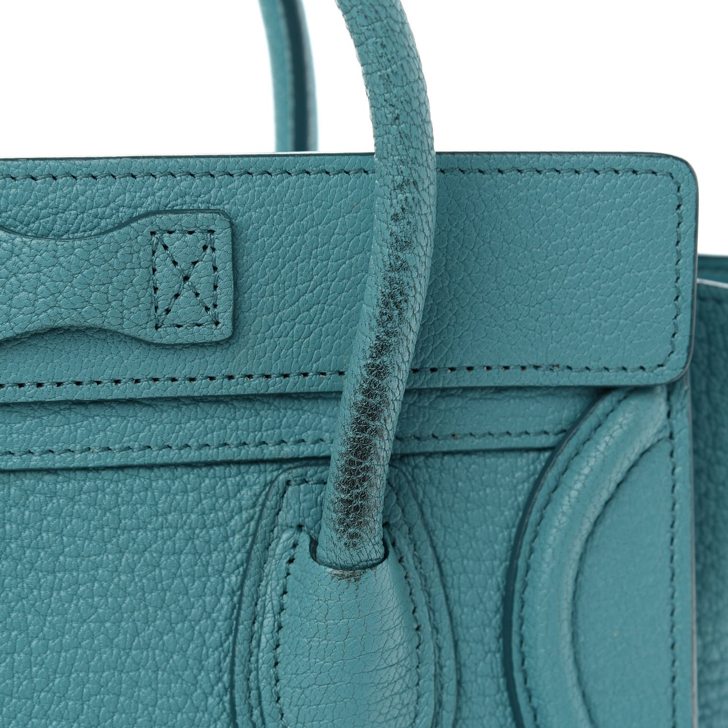 Drummed Calfskin Nano Luggage Celadon