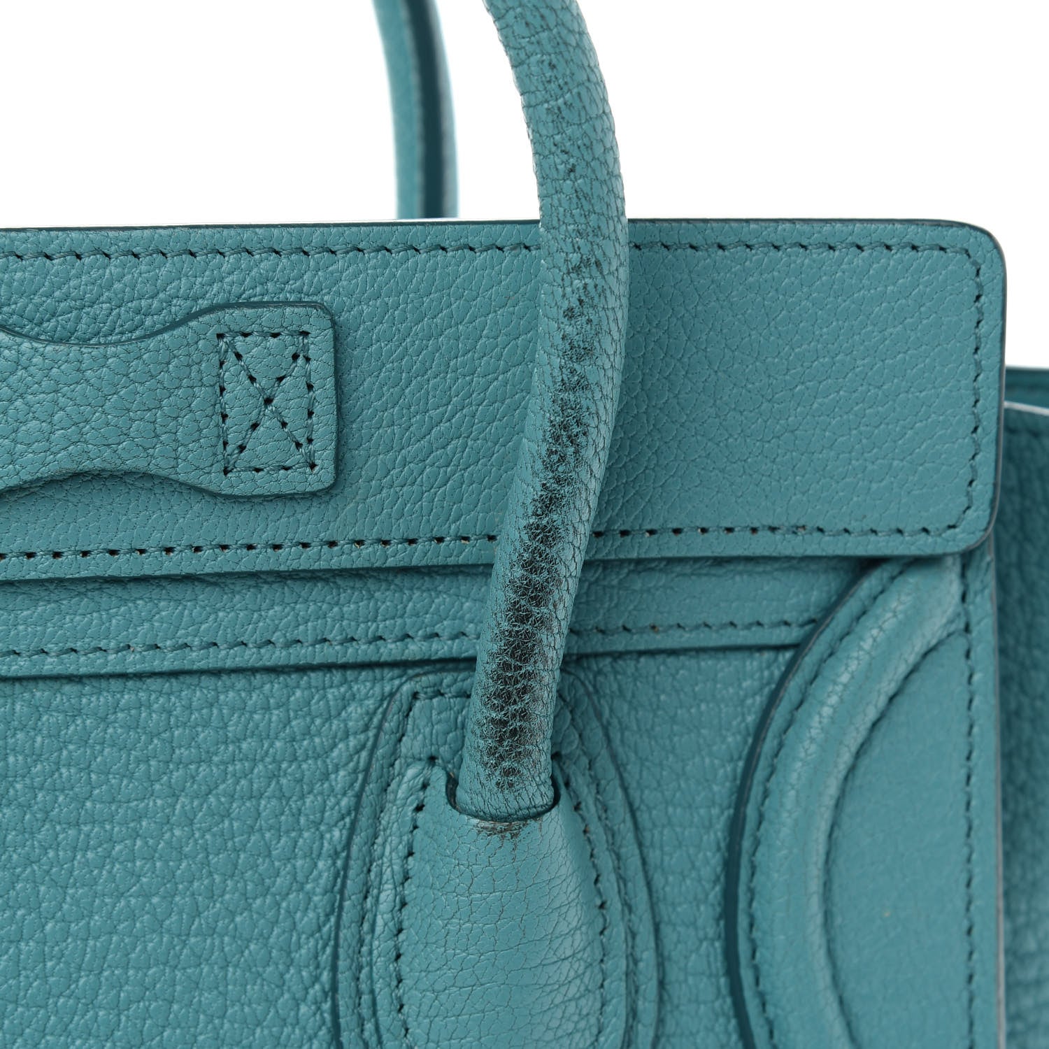 Celine Drummed Calfskin Nano Luggage Celadon 10 of 10