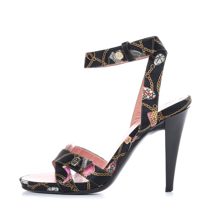 Gucci Satin Techno Charms Sandals 8.5 Black 1 of 13