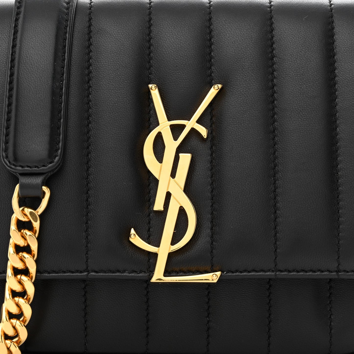 Lambskin Matelasse Monogram Small Vicky Chain Bag Black