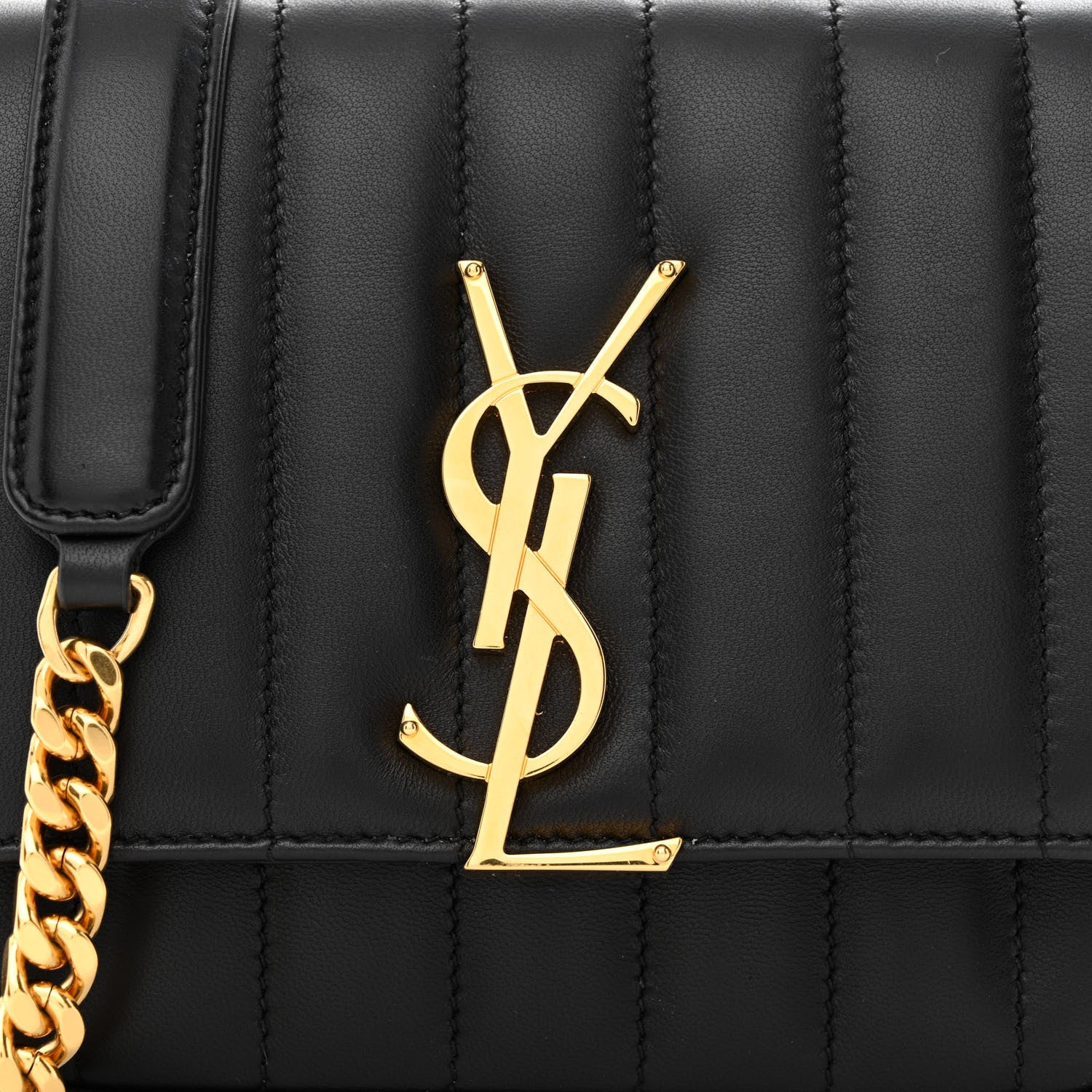 Saint Laurent Lambskin Matelasse Monogram Small Vicky Chain Bag Black 9 of 11