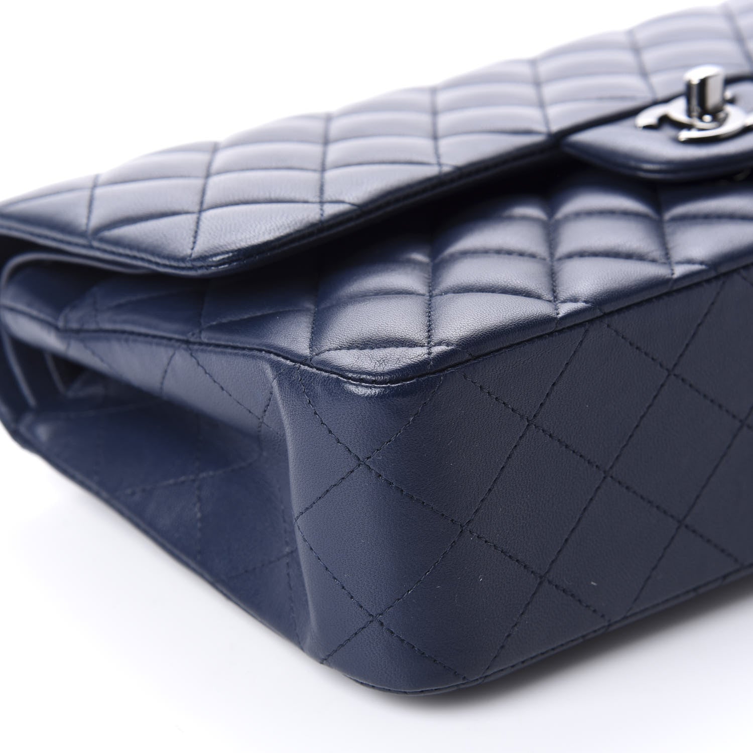 Chanel Lambskin Quilted Medium Double Flap Dark Blue 7 of 12