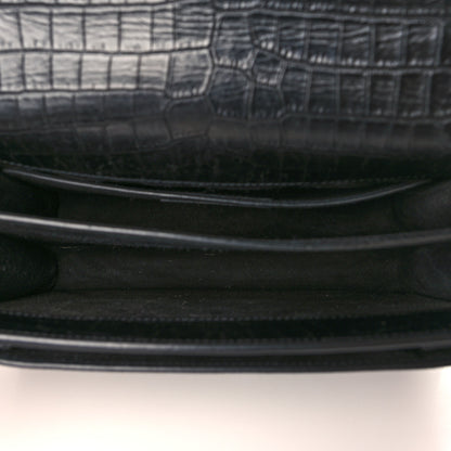 Saint Laurent Calfskin Crocodile Embossed Medium Monogram Sunset Black 5 of 11