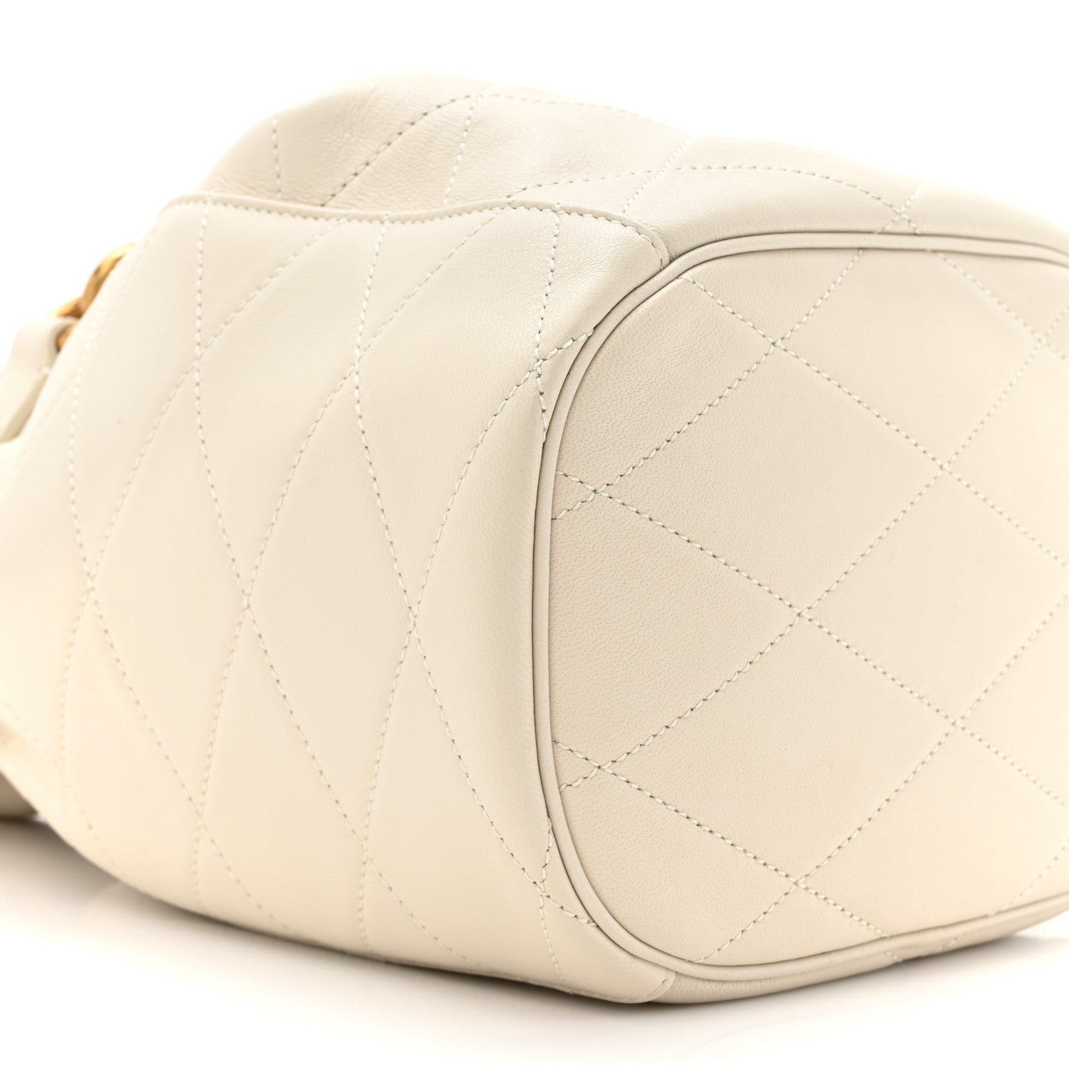 Saint Laurent Lambskin Quilted Le Maillon Bucket Bag Crema Soft 10 of 10