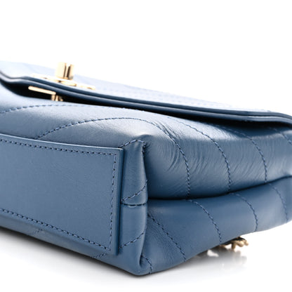 Chanel Calfskin Chevron Stitched Coco Waist Bag Blue 11 of 11