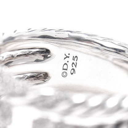 David Yurman Sterling Silver Diamond Willow Three Row Ring 52 6 4 of 4