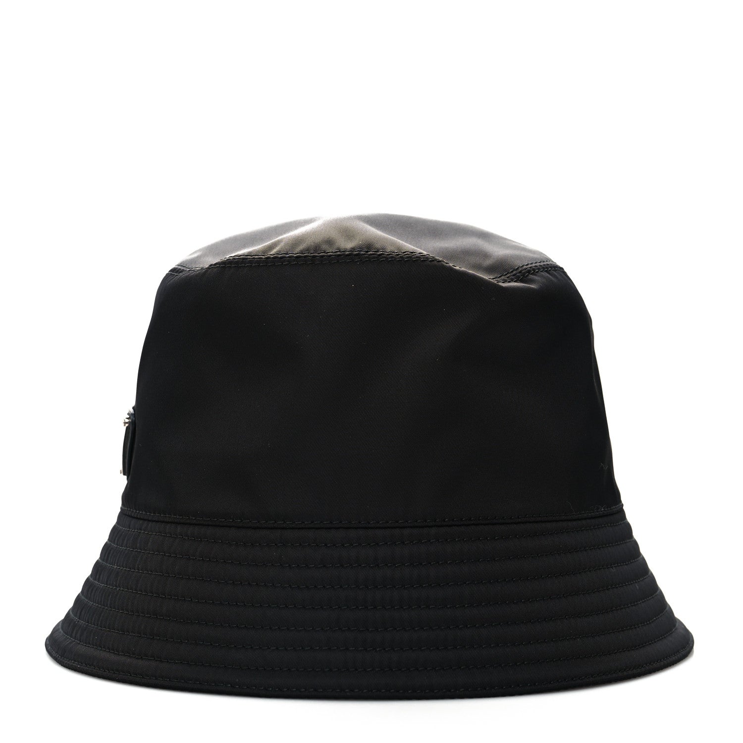 Prada Nylon Metal Triangle Logo Womens Bucket Hat M Black 3 of 8