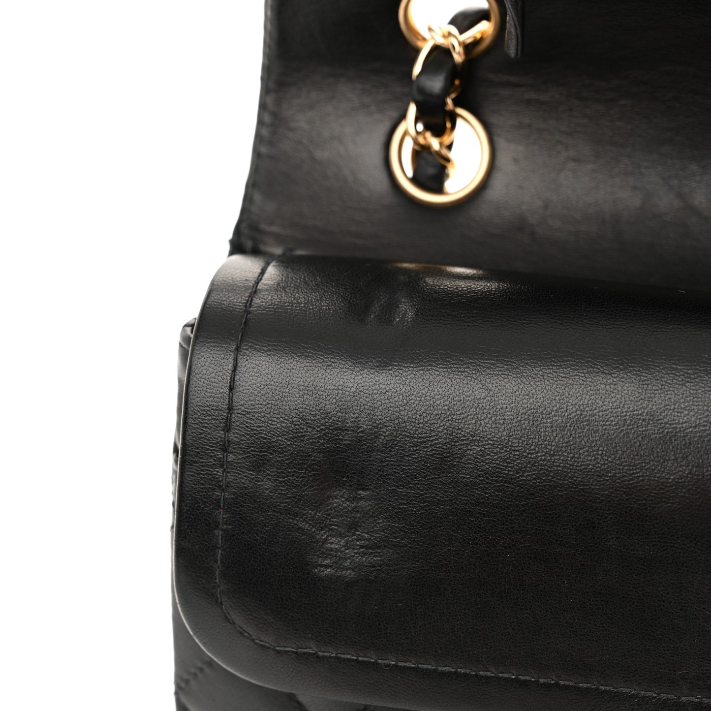 Lambskin Quilted Medium Double Flap Black