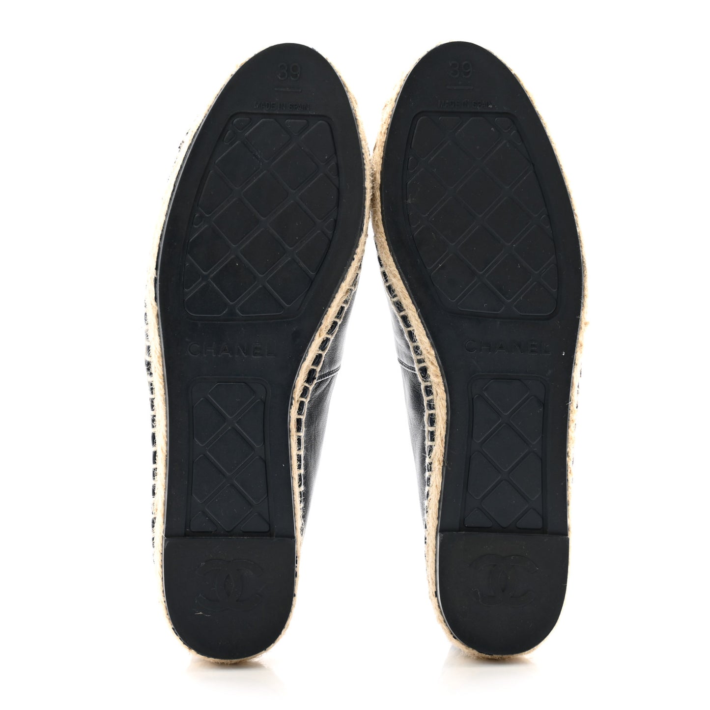 Lambskin Shiny Calfskin CC Espadrilles 39 Navy Blue Beige Black