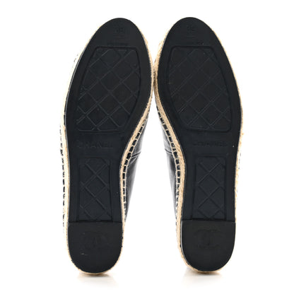 Chanel Lambskin Shiny Calfskin CC Espadrilles 39 Navy Blue Beige Black 5 of 9