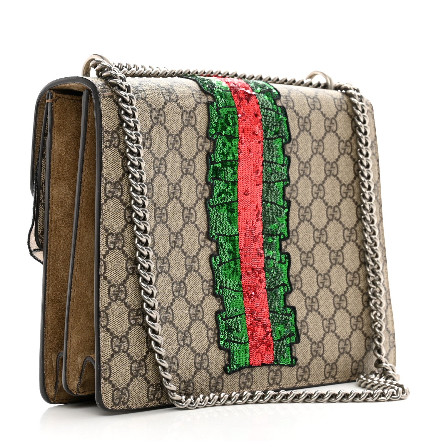 Gucci GG Supreme Monogram Lightning Embroidered Medium Dionysus Shoulder Bag Beige 3 of 12