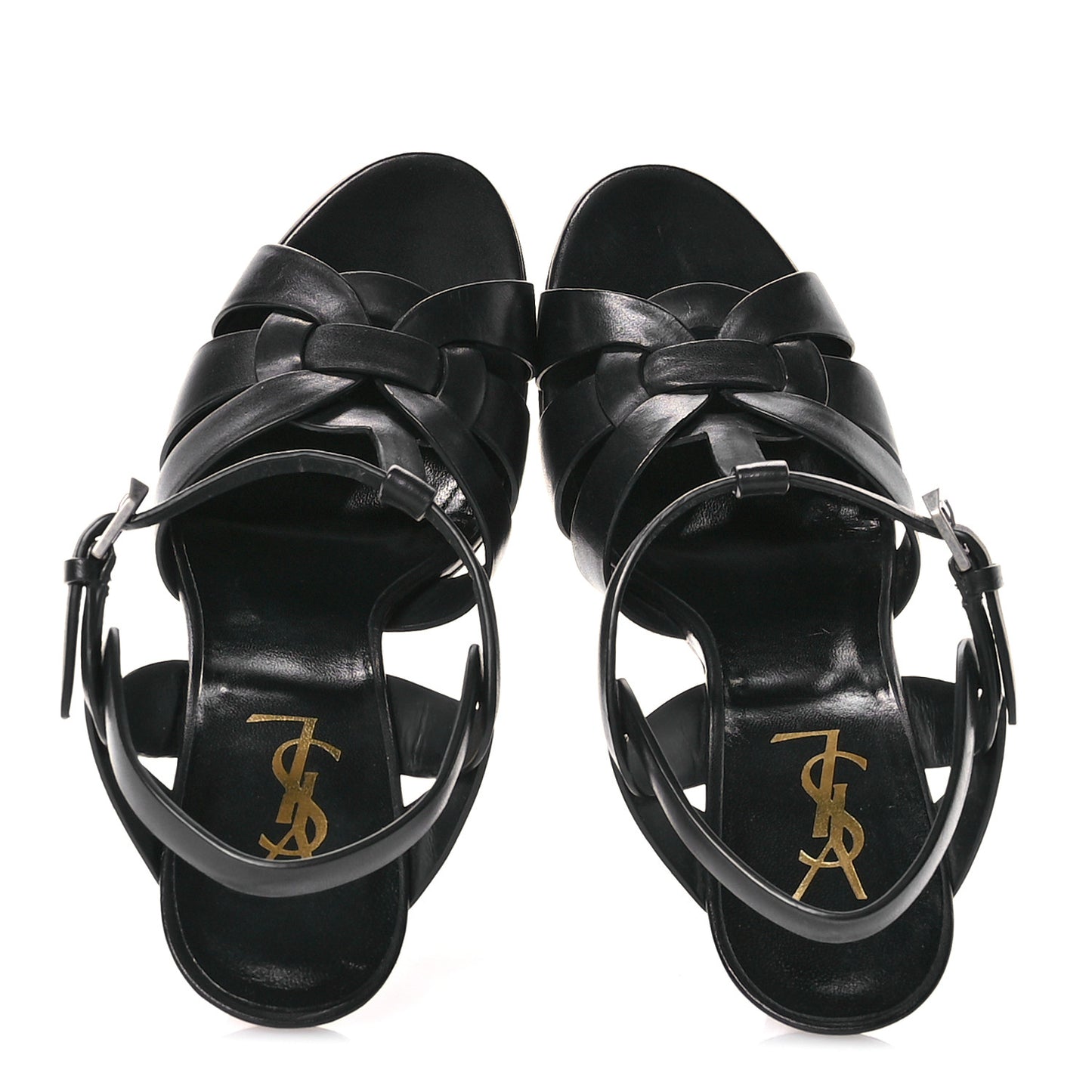 Calfskin Tribute 105 Platform Sandals 38.5 Black Brown