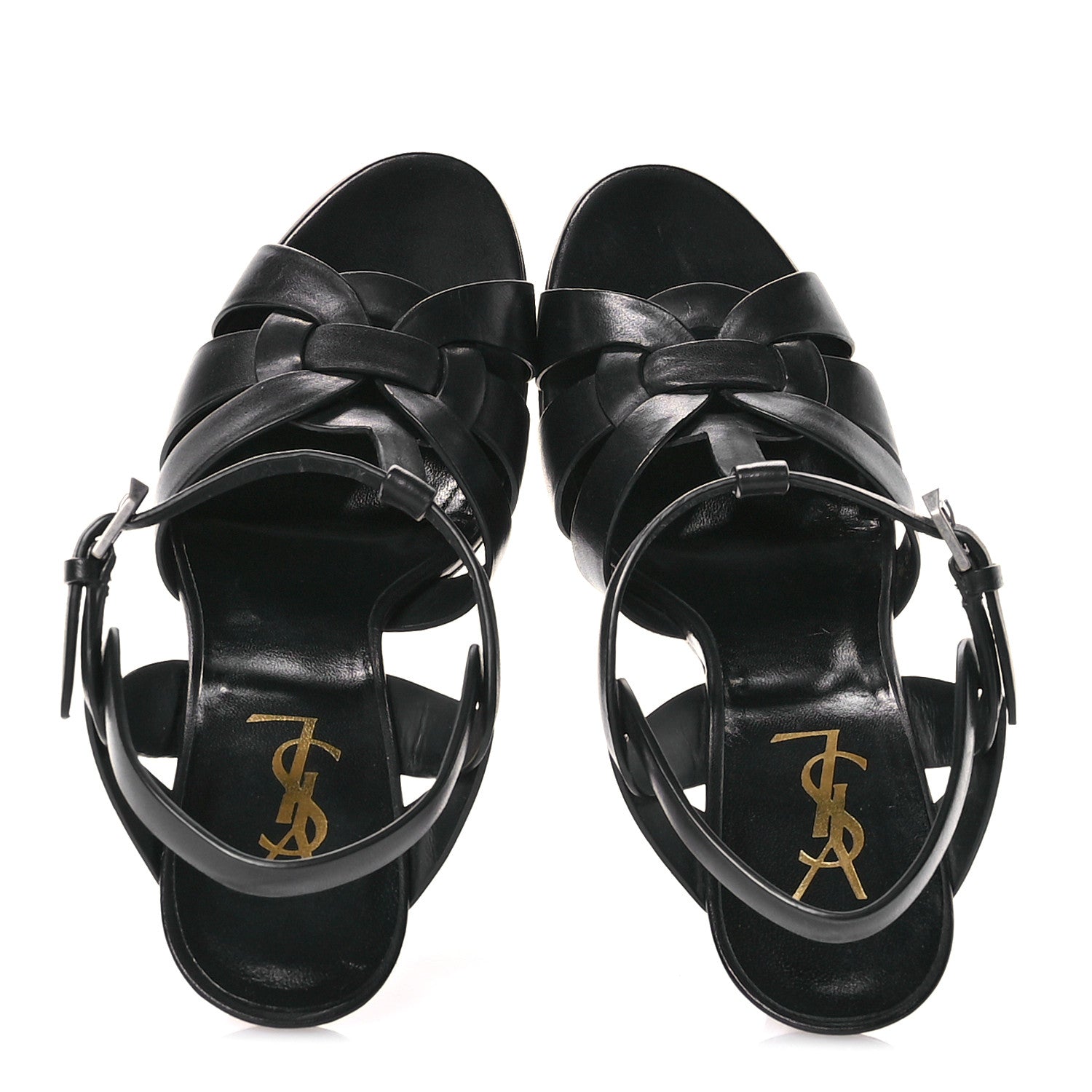 Saint Laurent Calfskin Tribute 105 Platform Sandals 38.5 Black Brown 2 of 9