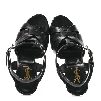 Saint Laurent Calfskin Tribute 105 Platform Sandals 38.5 Black Brown 2 of 9