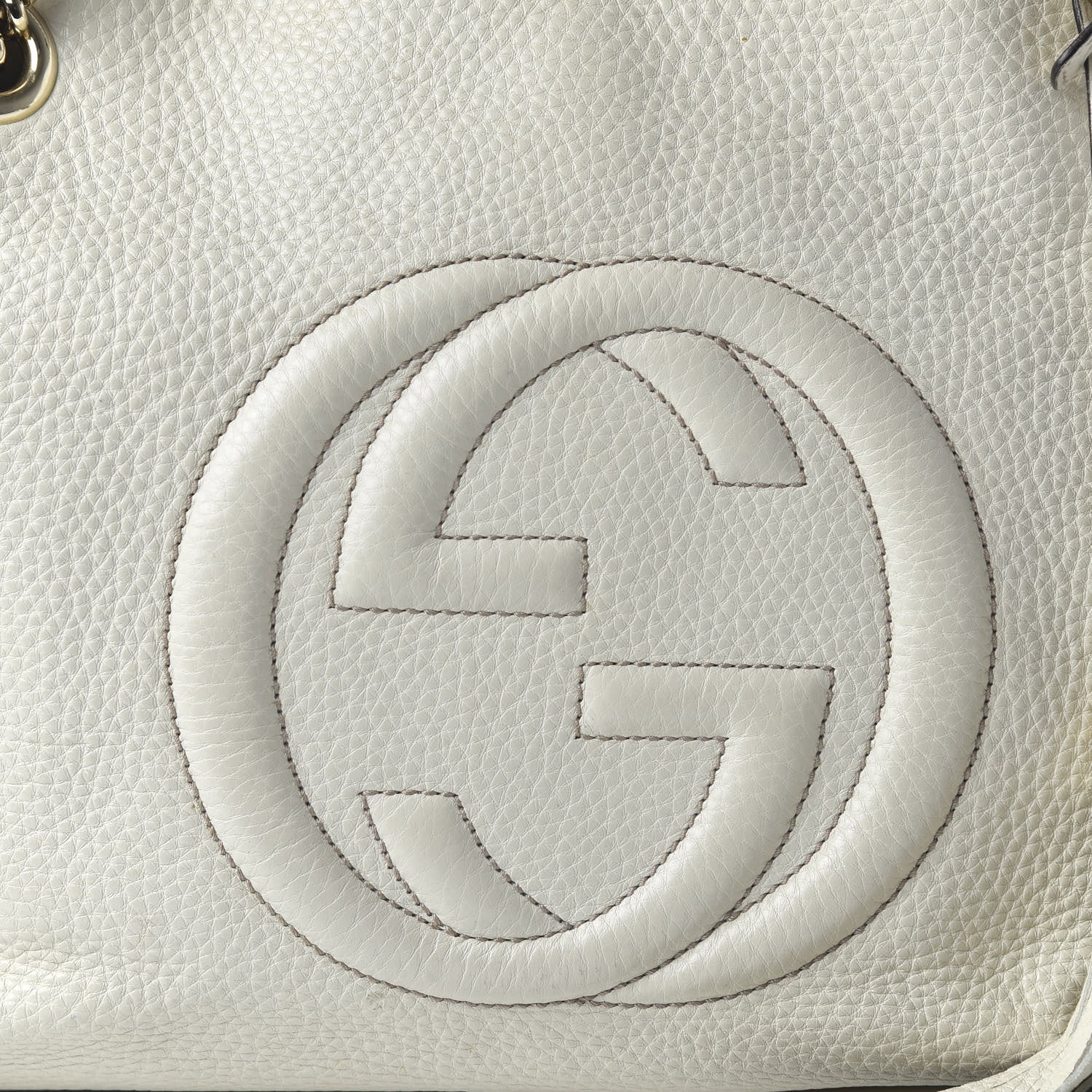 Gucci Pebbled Calfskin Medium Soho Chain Shoulder Bag Off White 10 of 10