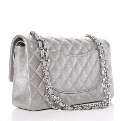 Chanel Metallic Lambskin Quilted Medium Double Flap Silver 4 of 10