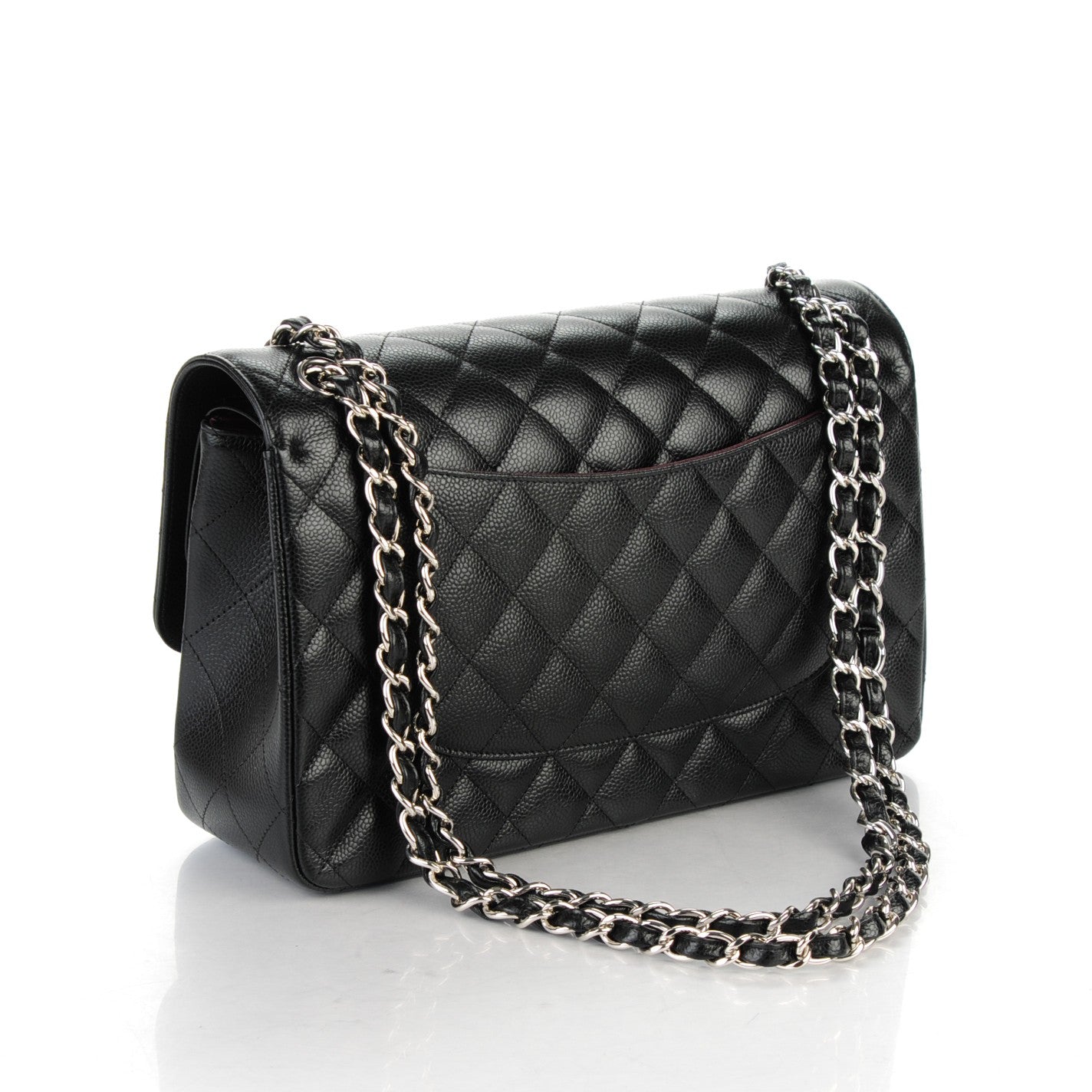 Caviar Quilted Jumbo Double Flap Black