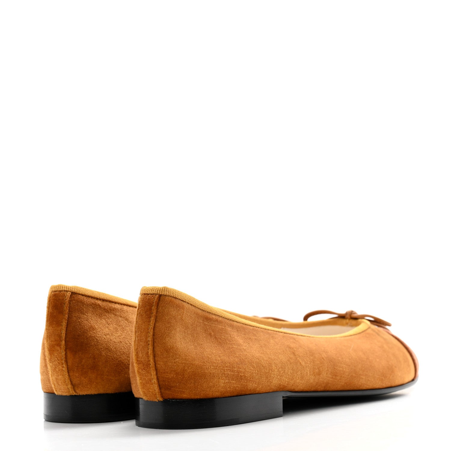 Chanel Velvet Cap Toe CC Ballerina Flats 38 Brown Light Brown 4 of 9