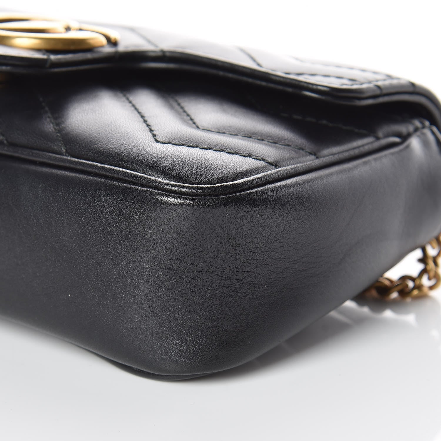 Gucci Calfskin Matelasse Super Mini GG Marmont Shoulder Bag Black 6 of 9