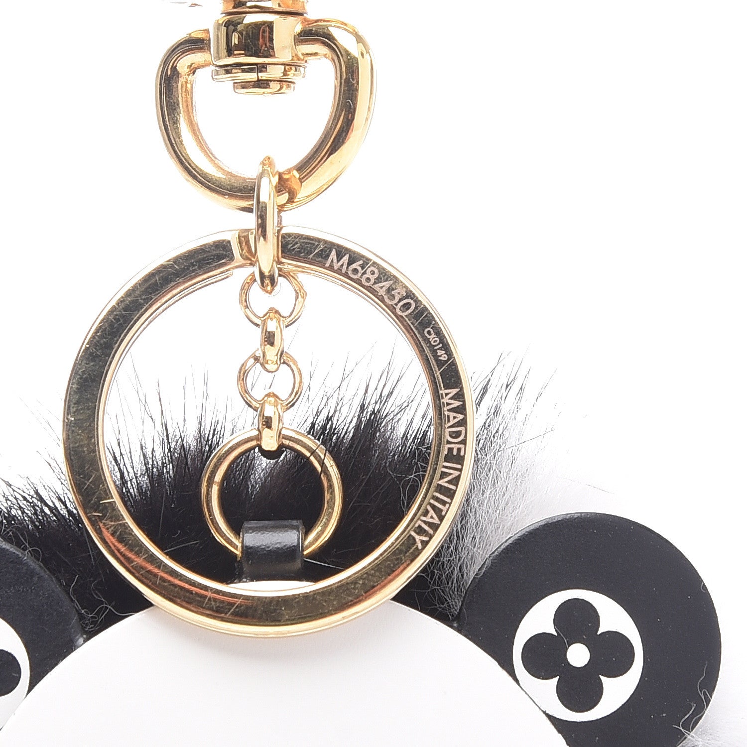 Louis Vuitton Calfskin Mink Fur Panda Bag Charm Key Holder Black 4 of 4