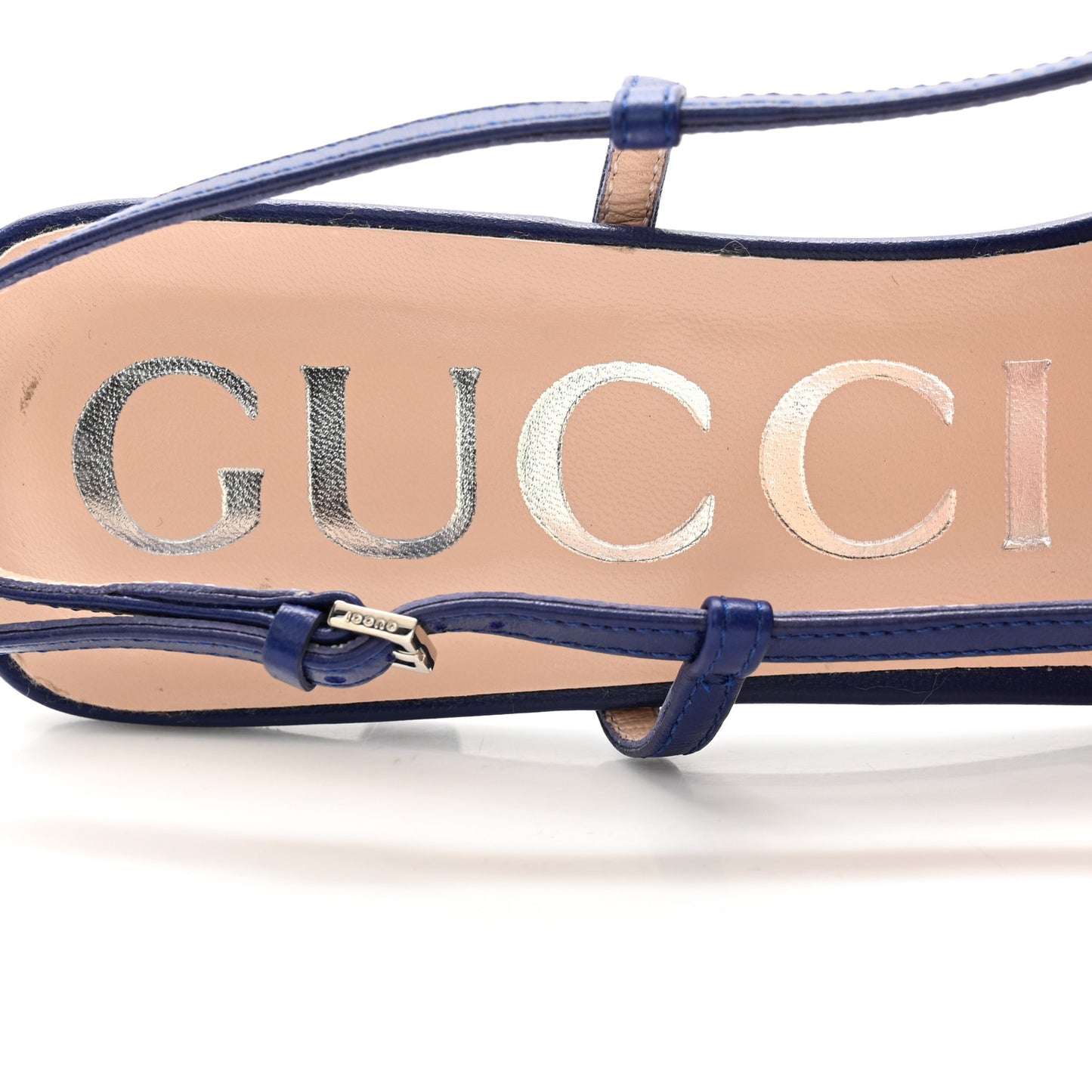 Tela Retino Nappa Charlotte Crystal GG Monogram Square G 35mm Slingback Pumps 38.5 Splash Net Blue Witch