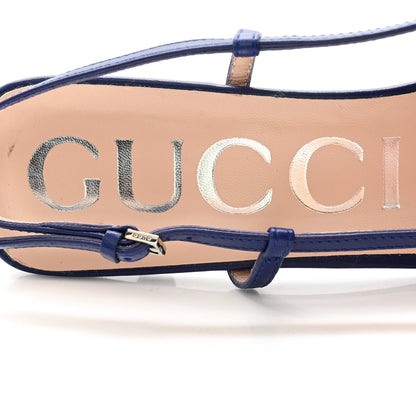 Gucci Tela Retino Nappa Charlotte Crystal GG Monogram Square G 35mm Slingback Pumps 38.5 Splash Net Blue Witch 7 of 9