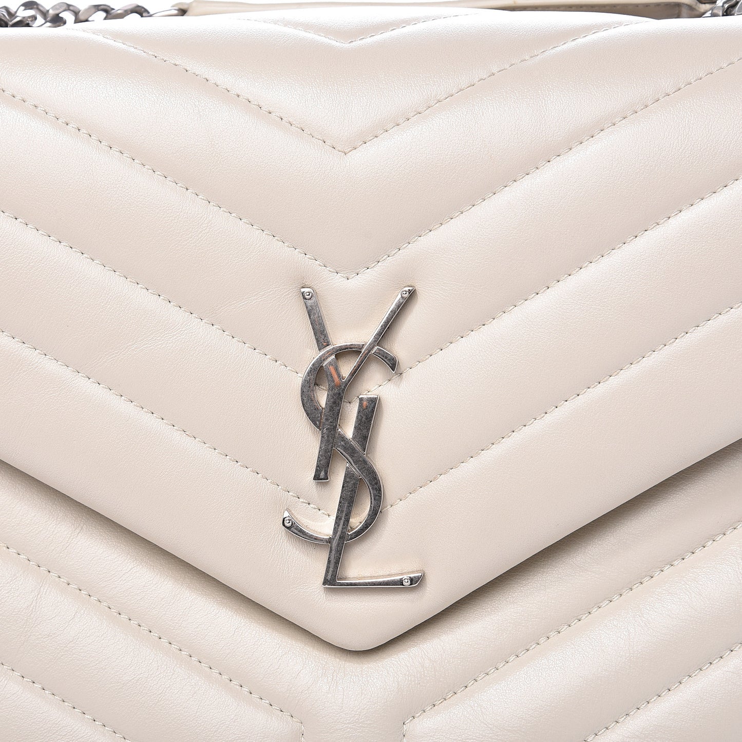 Calfskin Y Quilted Monogram Medium Loulou Chain Satchel Crema Soft