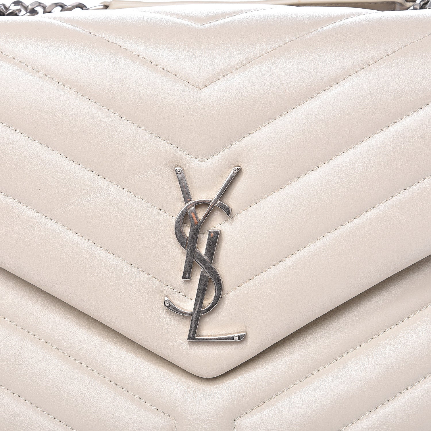 Saint Laurent Calfskin Y Quilted Monogram Medium Loulou Chain Satchel Crema Soft 10 of 10