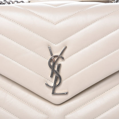 Saint Laurent Calfskin Y Quilted Monogram Medium Loulou Chain Satchel Crema Soft 10 of 10