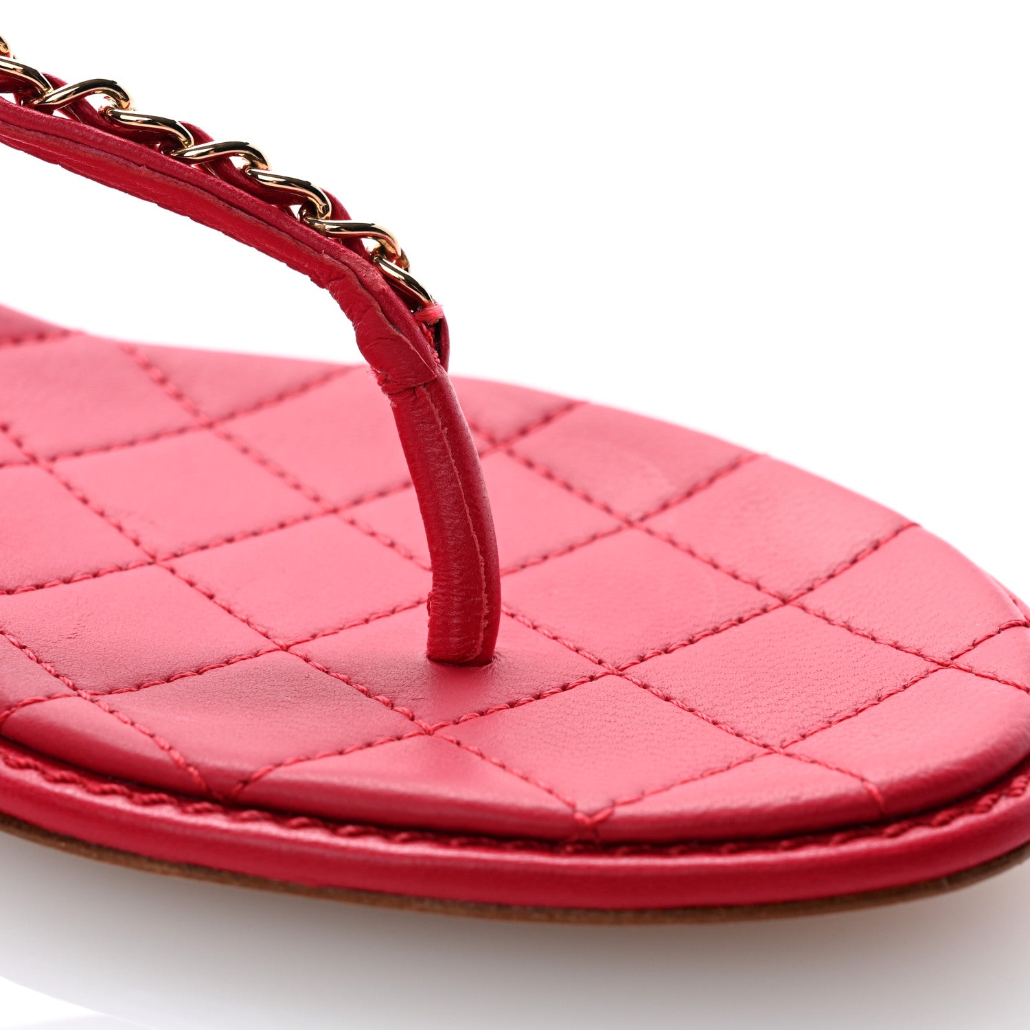 Chanel Lambskin Chain CC Logo Thong Sandals 39 Pink 11 of 12