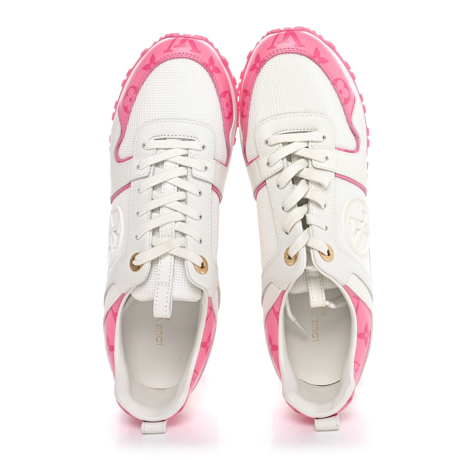 Louis Vuitton Calfskin Monogram Run Away Sneakers 38 White Pink 2 of 9