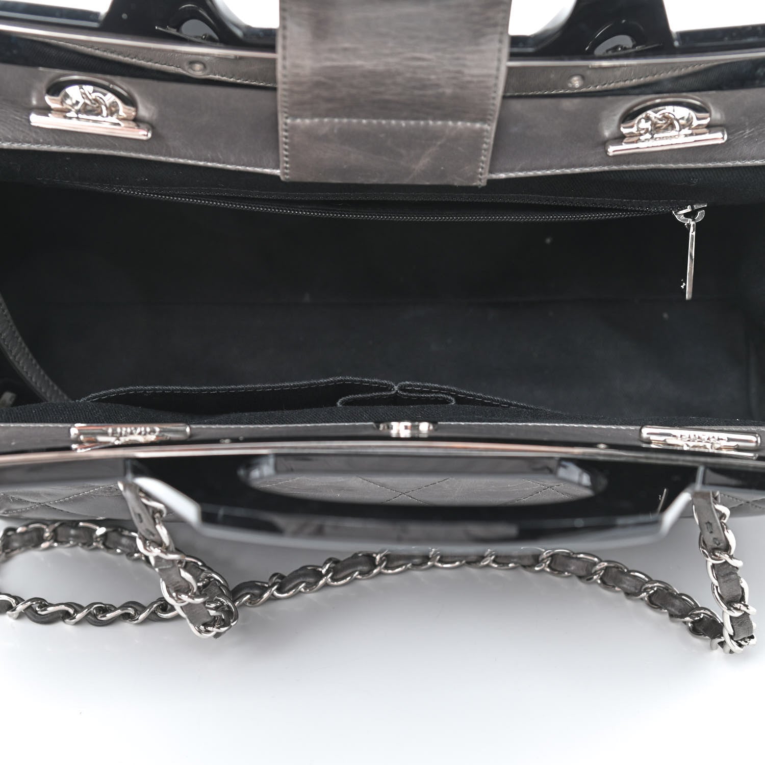 Chanel Glazed Calfskin Quilted Small CC Delivery Tote Grey 5 of 9