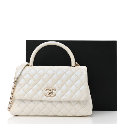 Chanel Iridescent Caviar Quilted Small Coco Handle Flap White 11 of 11