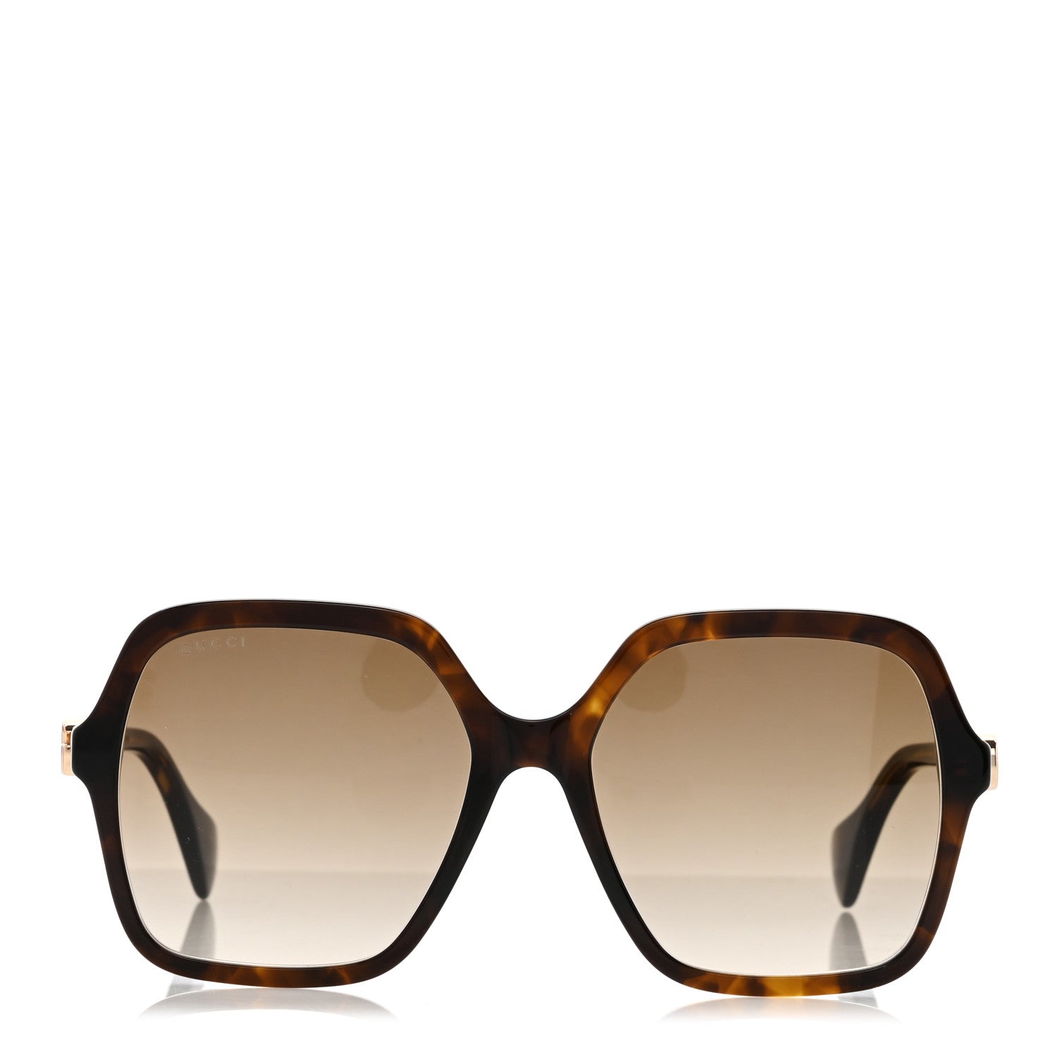Gucci Acetate Oversize Rectangle Frame GG1072SA Sunglasses Shiny Solid Tortoise 2 of 7