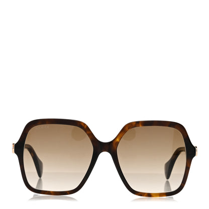 Gucci Acetate Oversize Rectangle Frame GG1072SA Sunglasses Shiny Solid Tortoise 2 of 7