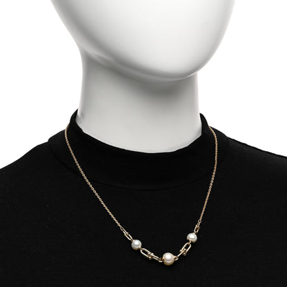 Tiffany 18K Yellow Gold Pearl HardWear Link Pendant Necklace 2 of 5