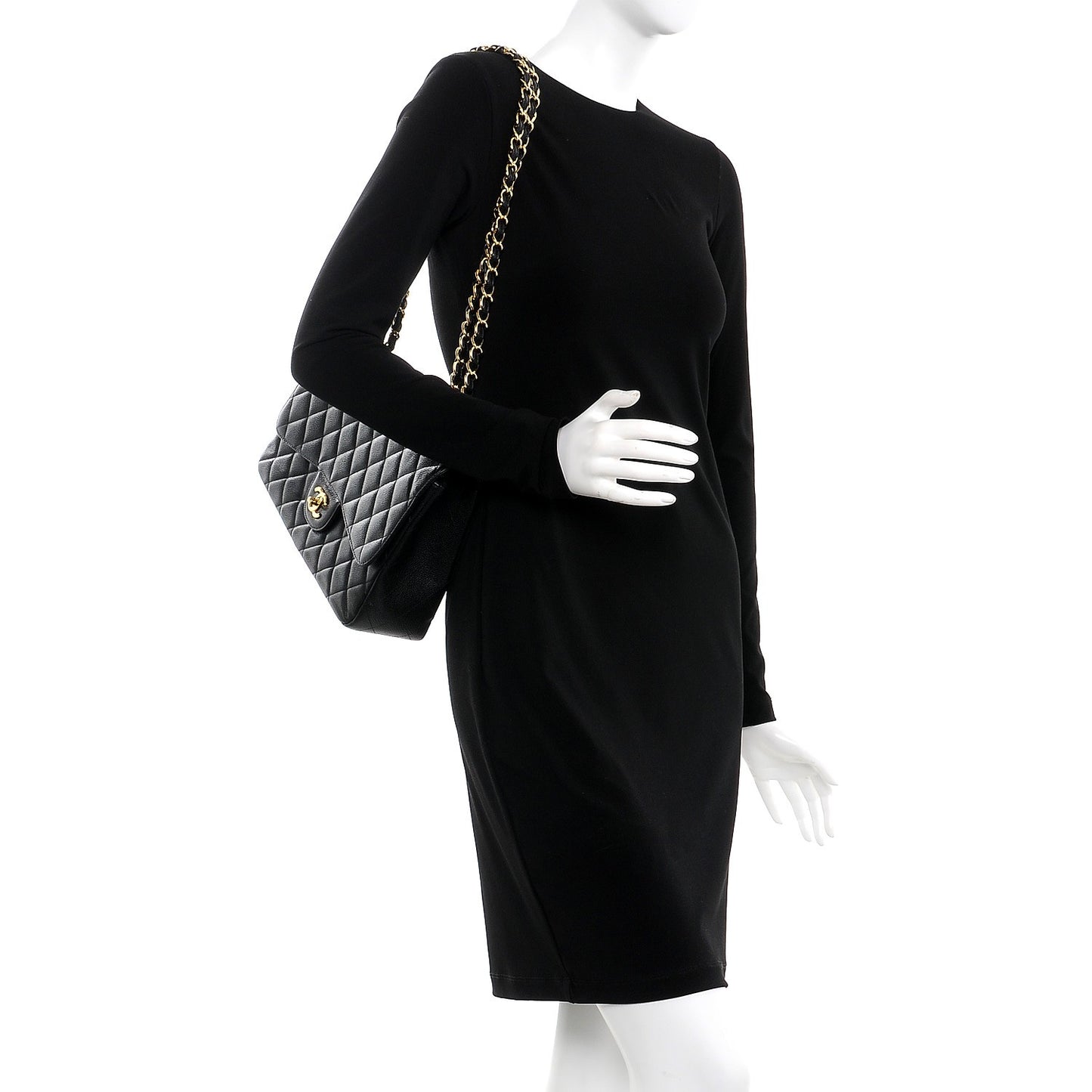 Caviar Quilted Jumbo Single Flap Black