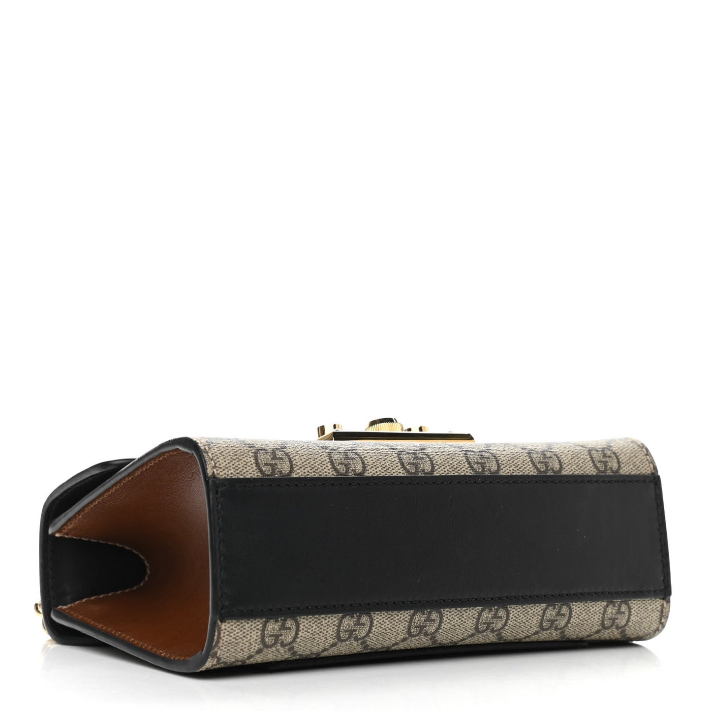 GG Supreme Monogram Calfskin Small Padlock Shoulder Bag Beige Black Cuir