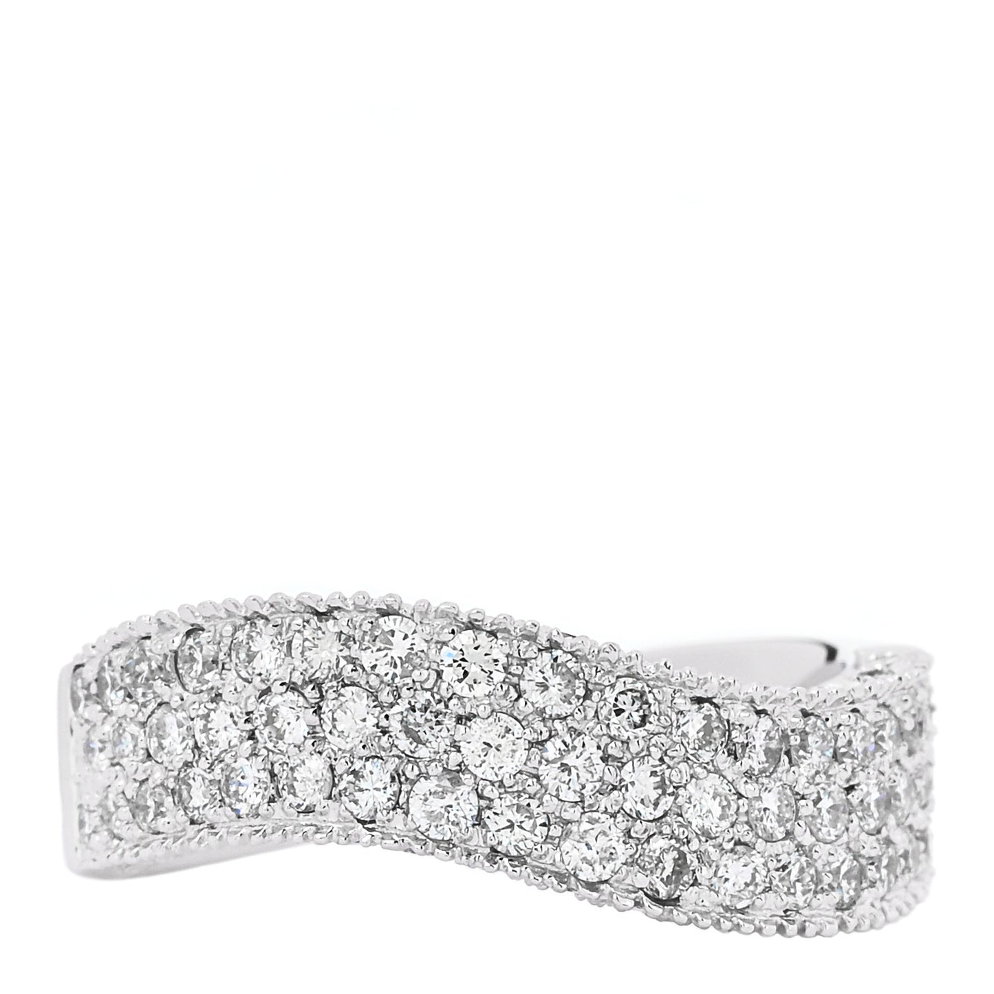 18K White Gold Diamond 1.21ctw Paved Curved Ring 54 6.75