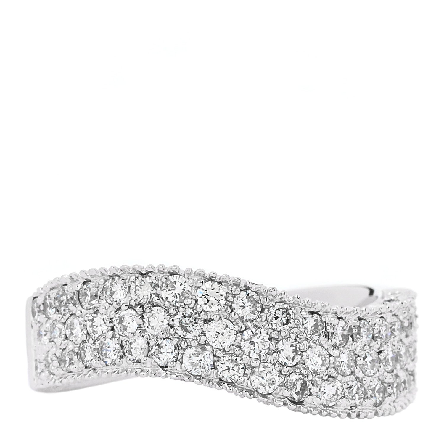 Parker & West by FASHIONPHILE 18K White Gold Diamond 1.21ctw Paved Curved Ring 54 6.75 1 of 10