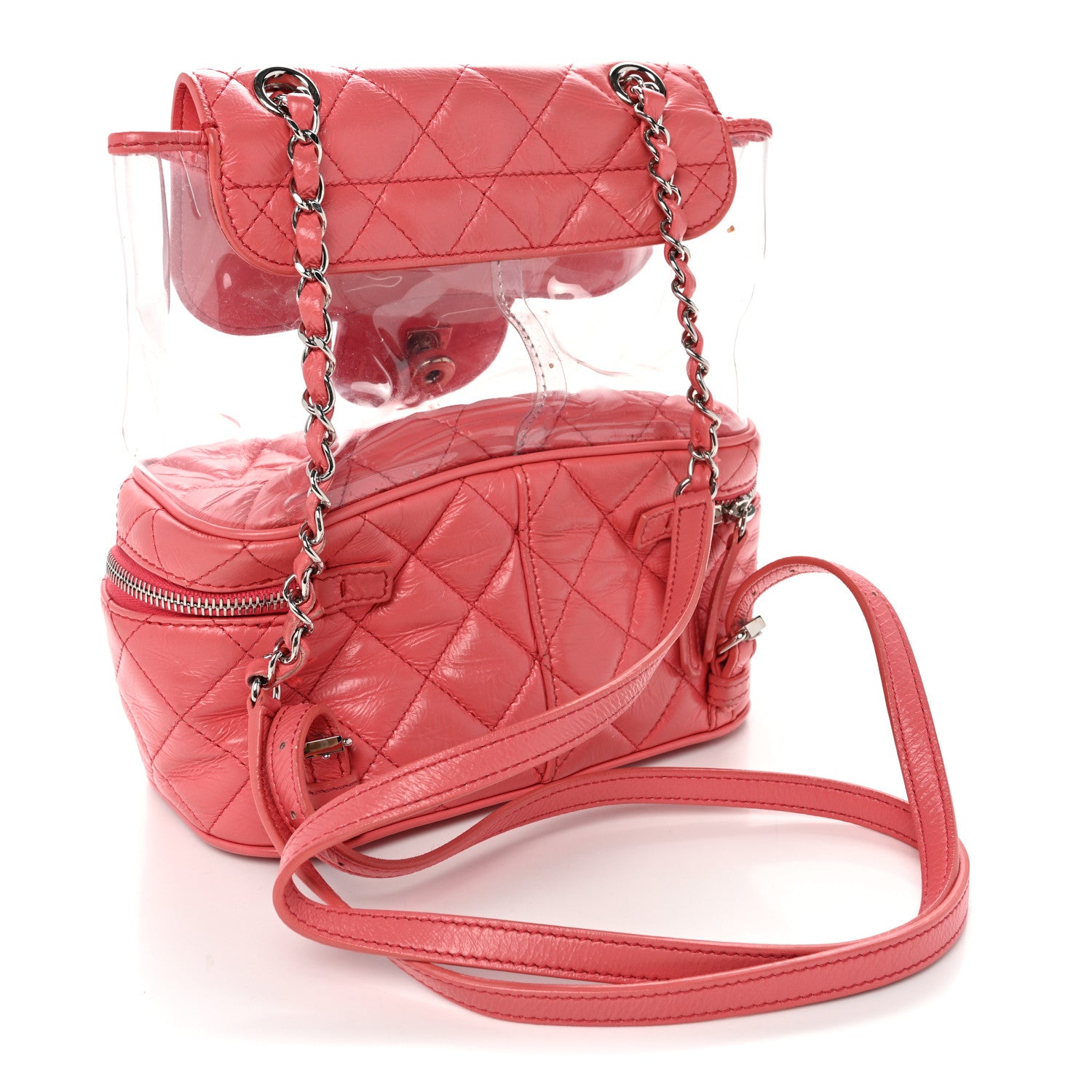 Chanel Crumpled Calfskin PVC Quilted Backpack Pink 3 of 13