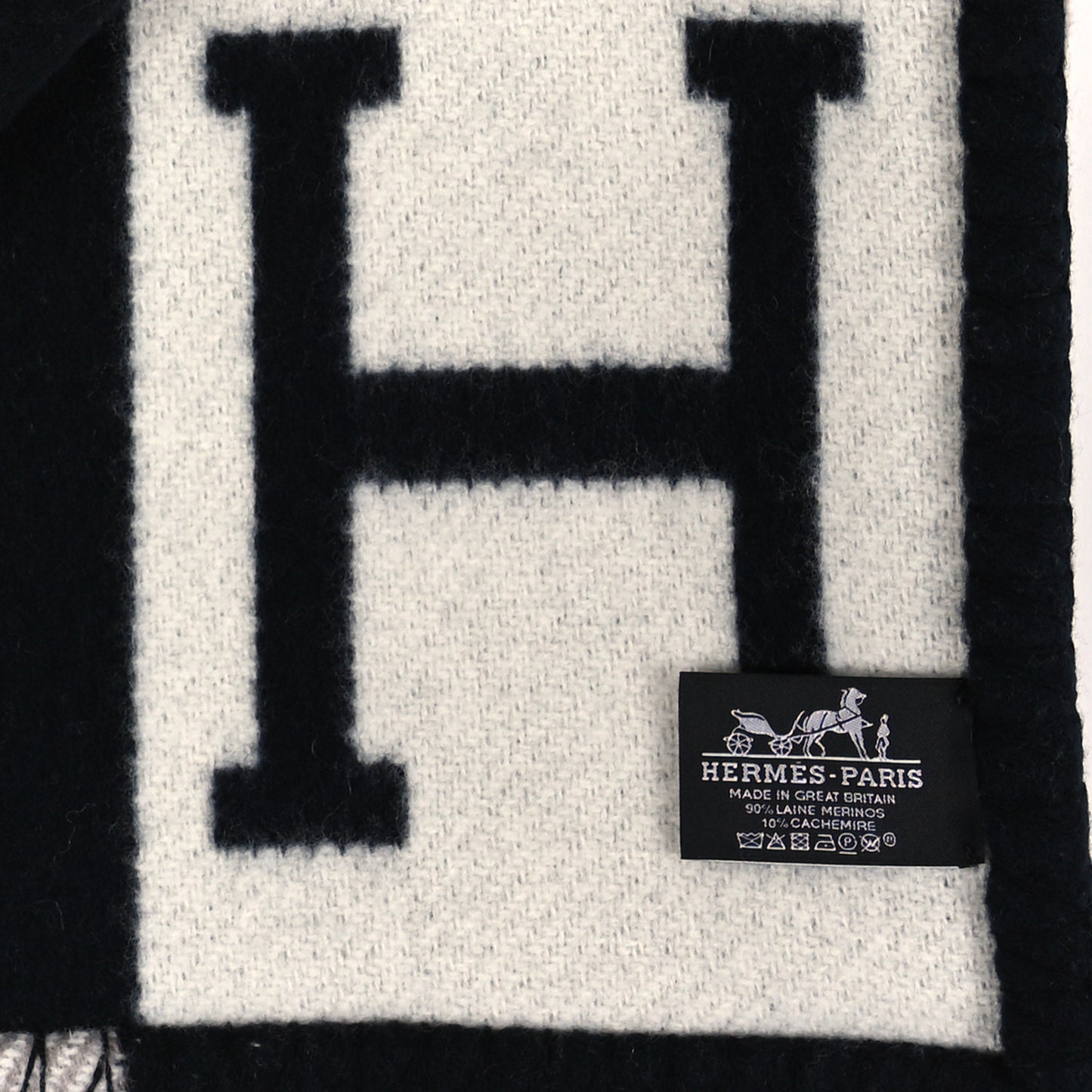 Wool Cashmere Avalon III Blanket Ecru Black