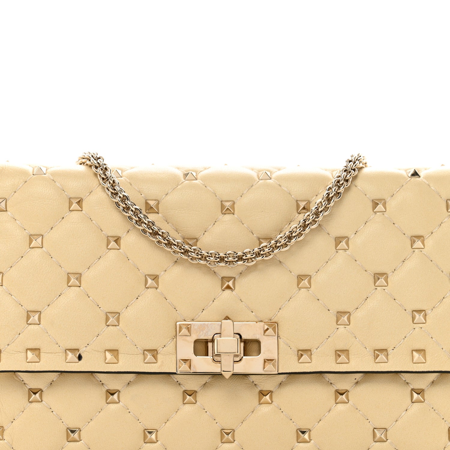 Valentino Garavani Nappa Rockstud Spike Wallet on Chain Light Ivory 10 of 12