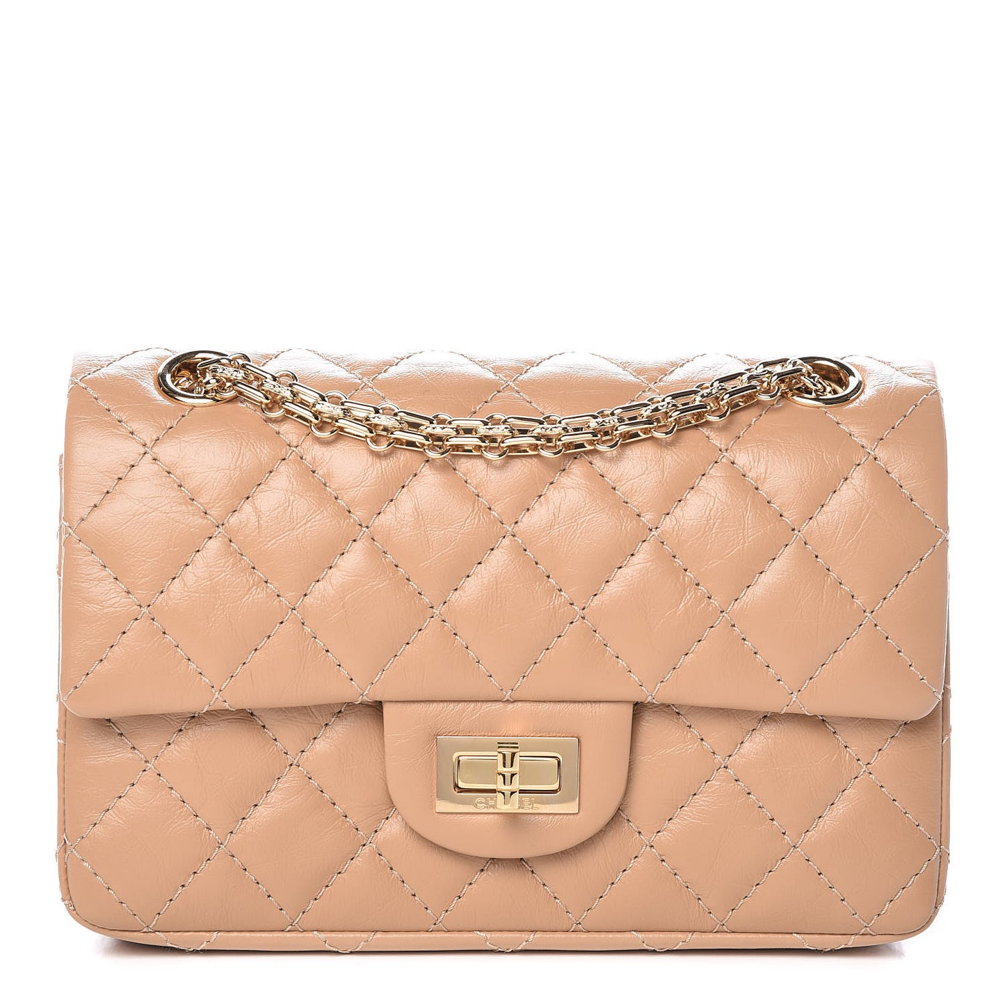 Aged Calfskin Quilted 2.55 Reissue Mini Flap Beige