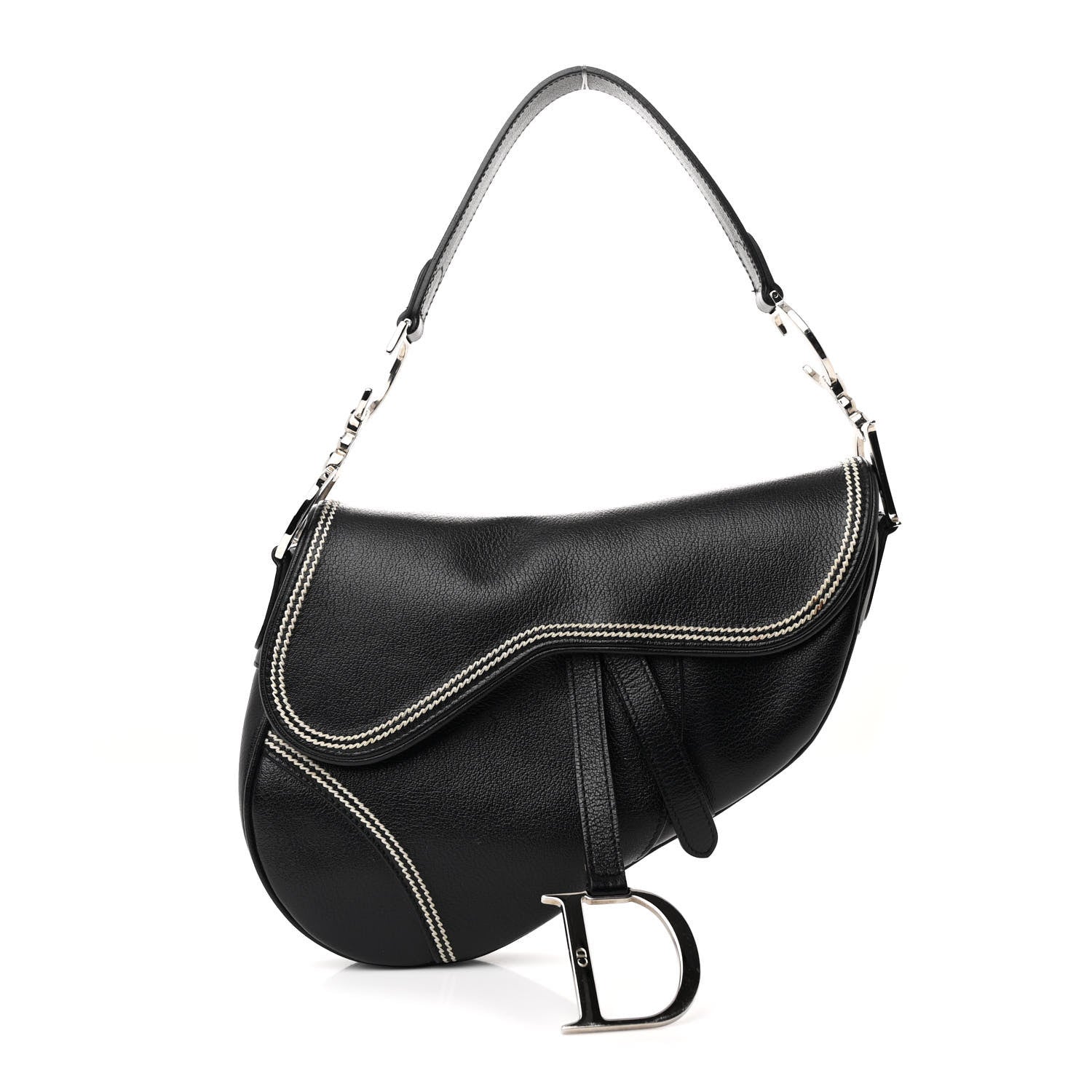 Christian Dior Shiny Goatskin Saddle Bag Black 1 of 12