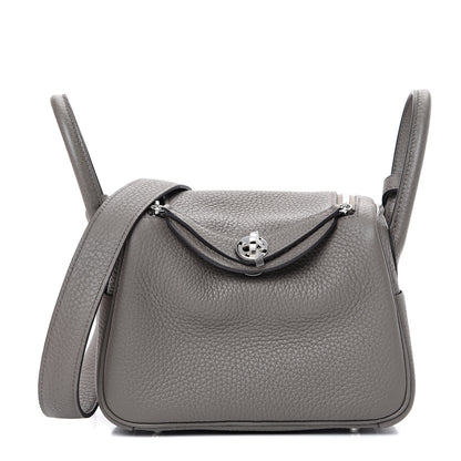 Hermes Taurillon Clemence Mini Lindy 20 Etain 1 of 10
