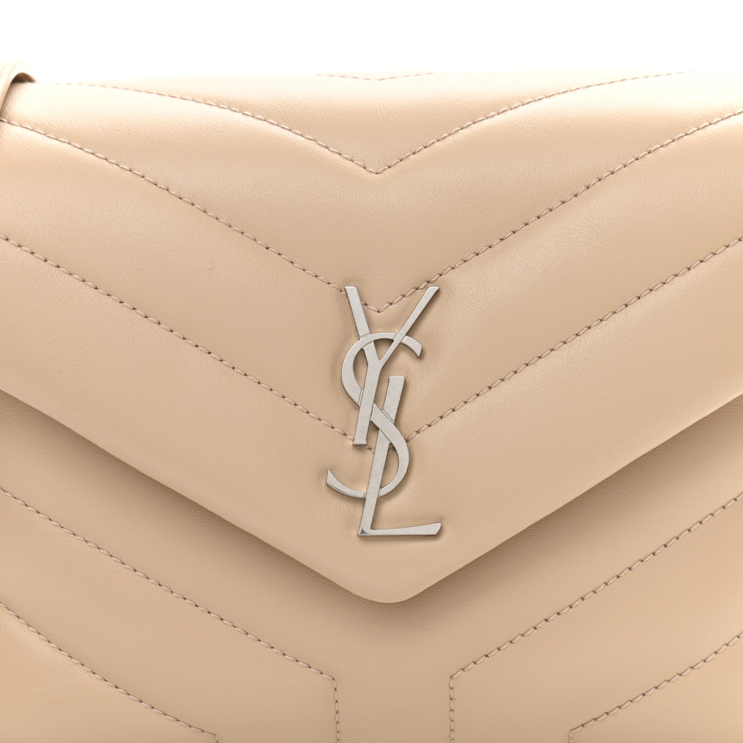 Saint Laurent Calfskin Y Quilted Monogram Toy Loulou Crossbody Bag Nude Powder 7 of 9