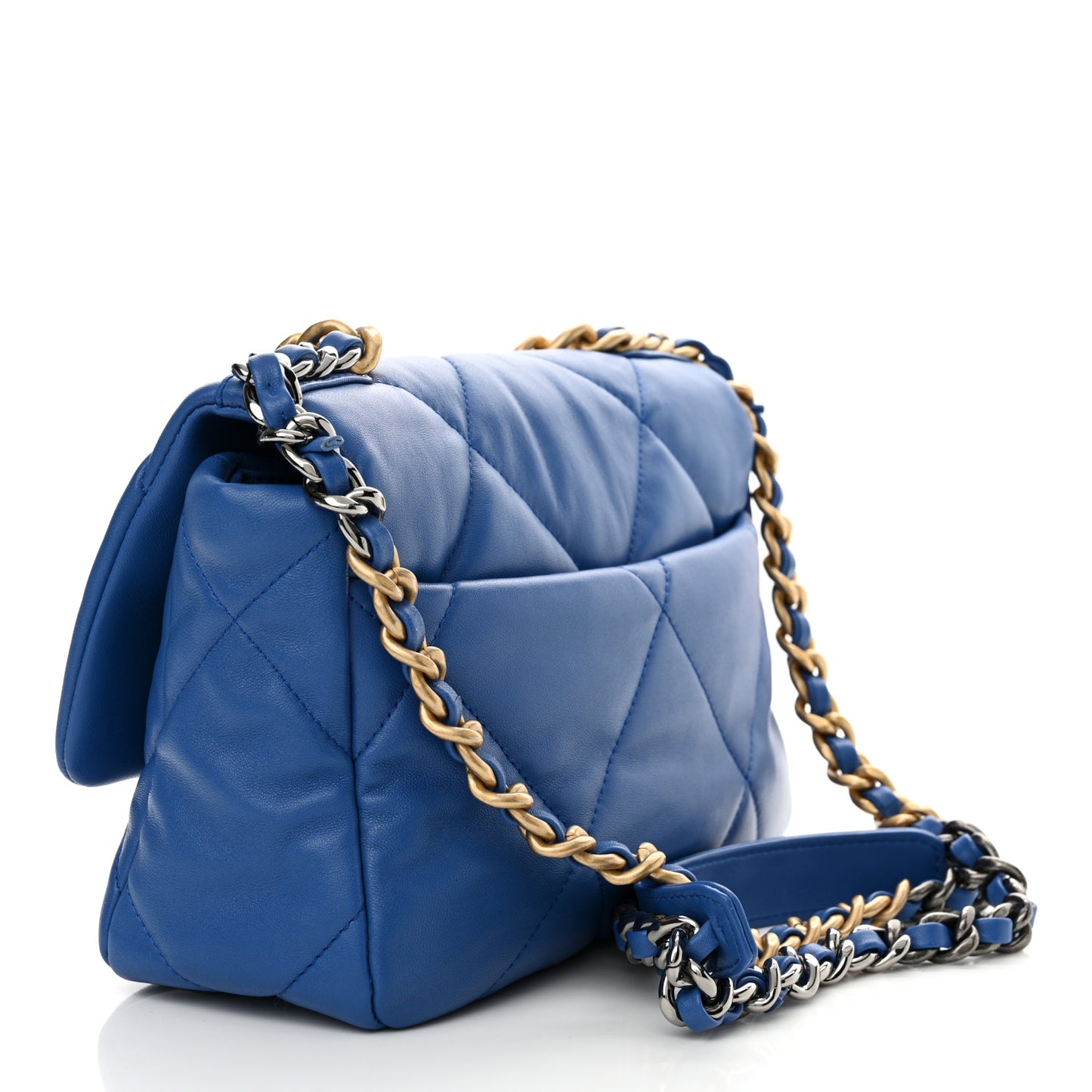Lambskin Quilted Medium Chanel 19 Flap Blue