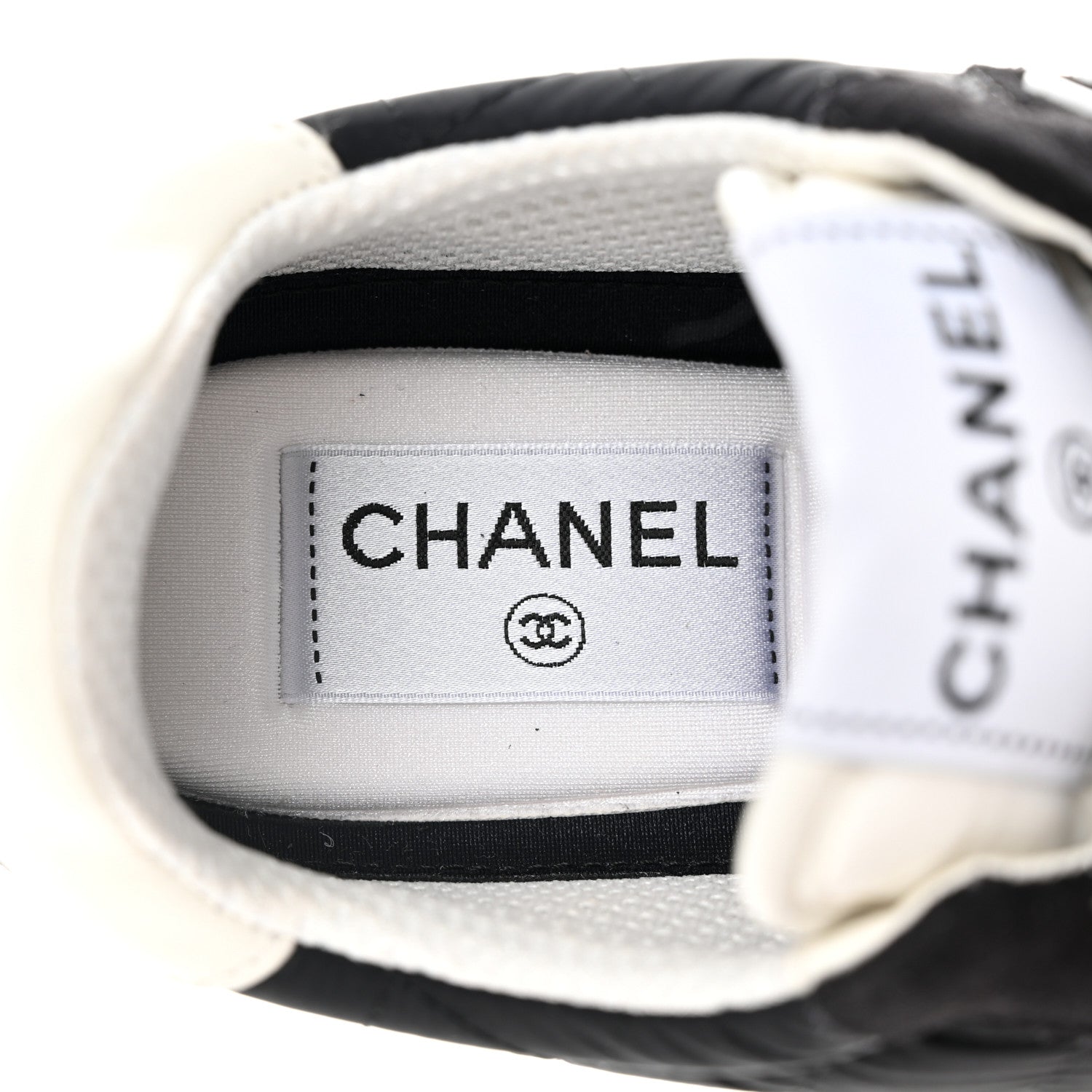 Chanel Suede Fabric Calfskin Womens CC Sneakers 36 Black White 8 of 10