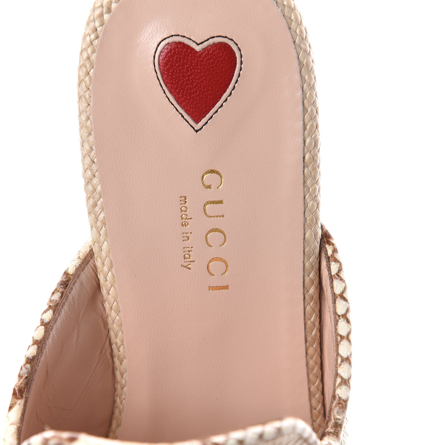 Gucci Straw Elaphe Womens Princetown Slippers 36.5 Natural Cream Brown 5 of 8